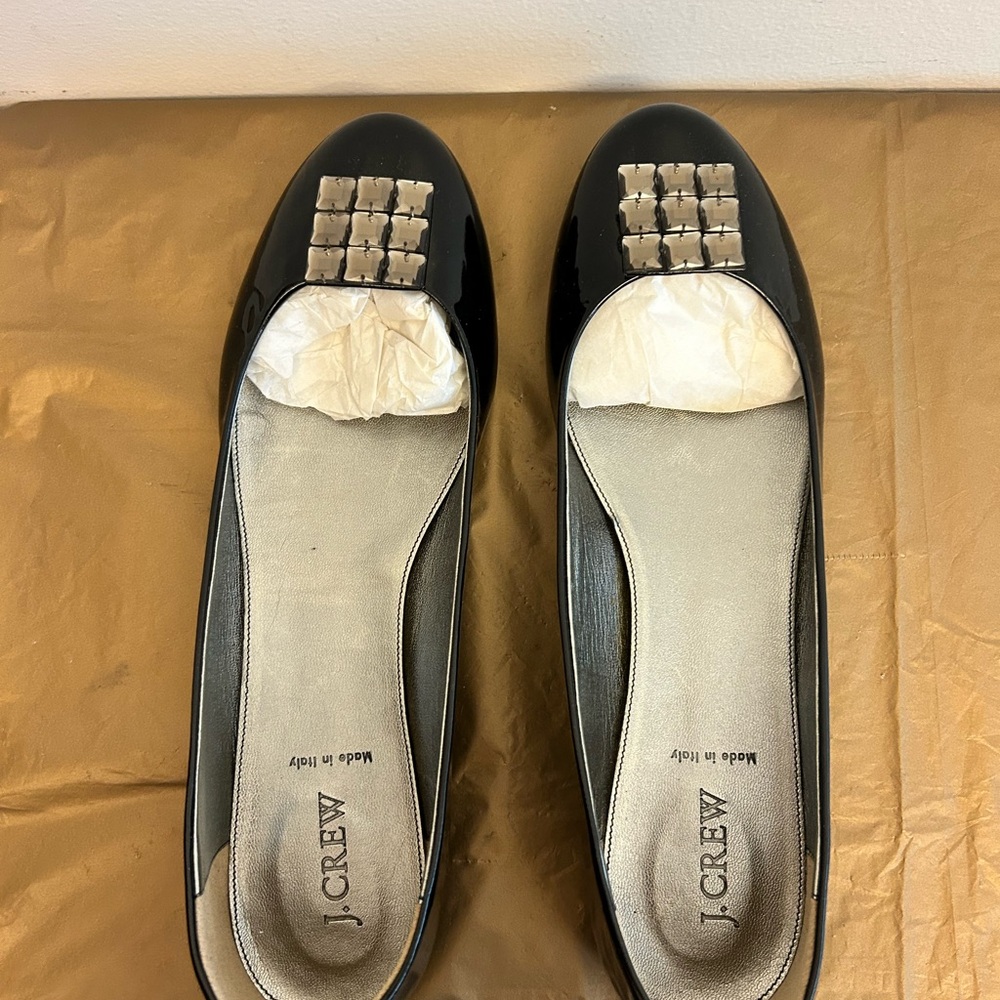J. Crew Black Loafers with Silver Studs, never worn
